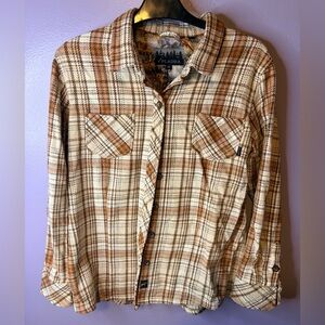 PLADRA Plaid Flannel Shirt Jacket Shacket Woodland Lined Cotton Medium